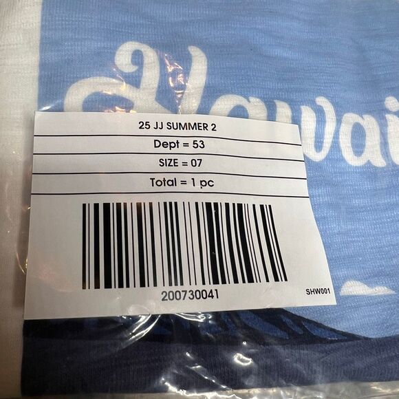 Janie & Jack, Hawaii Screenprint Soft 100% Cotton T-shirt Summer 25, Youth 7 - Picture 6 of 7